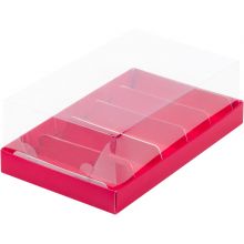 Коробка для эклеров с прозрачным куполом (5) красная матовая
